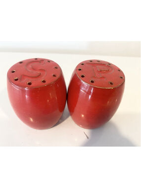 Vintage Handmade Studio Pottery Red Ceramic Salt & Pepper Shakers MCM